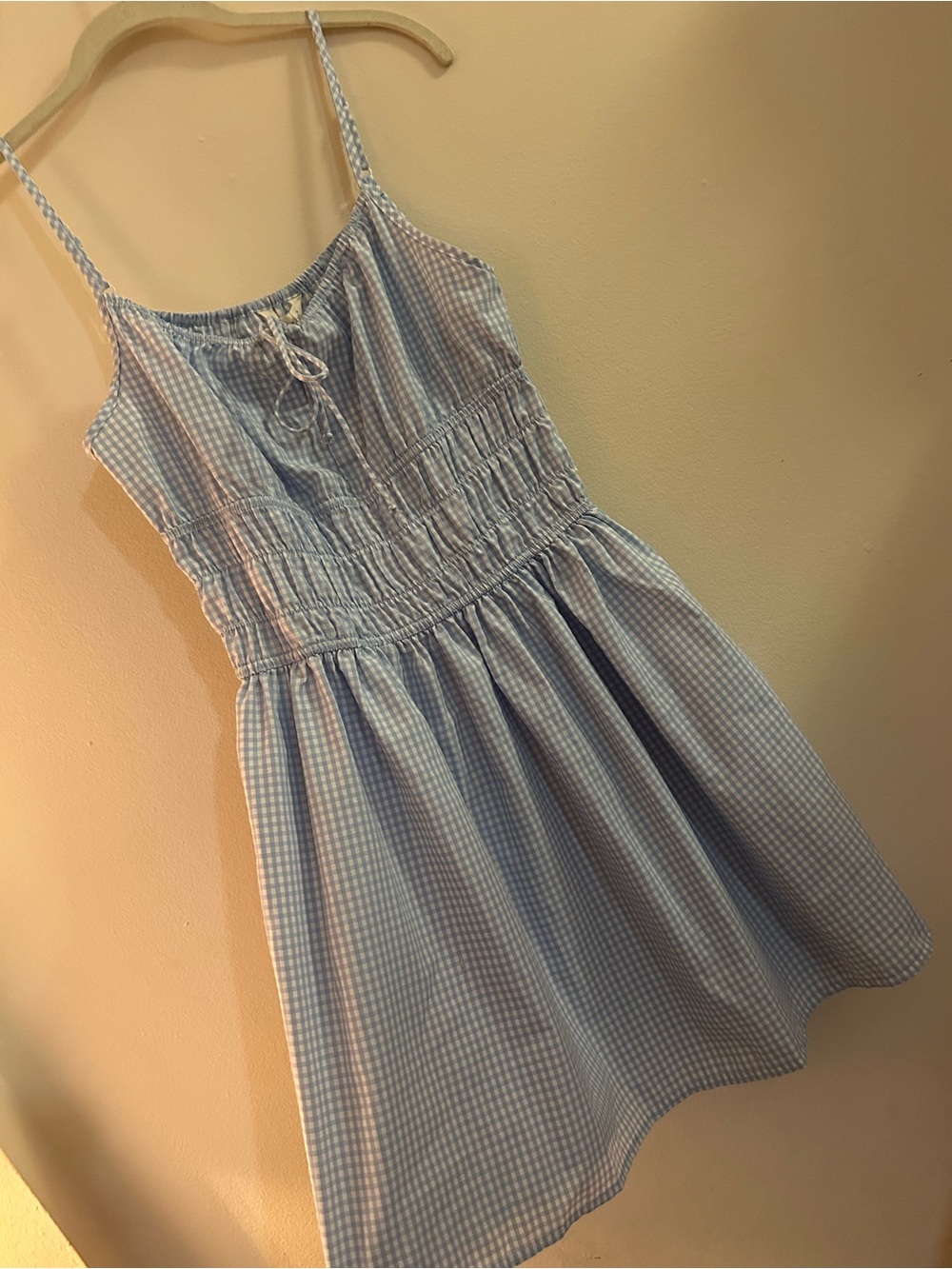 Gingham Smocked Midi Sundress in Light Blue